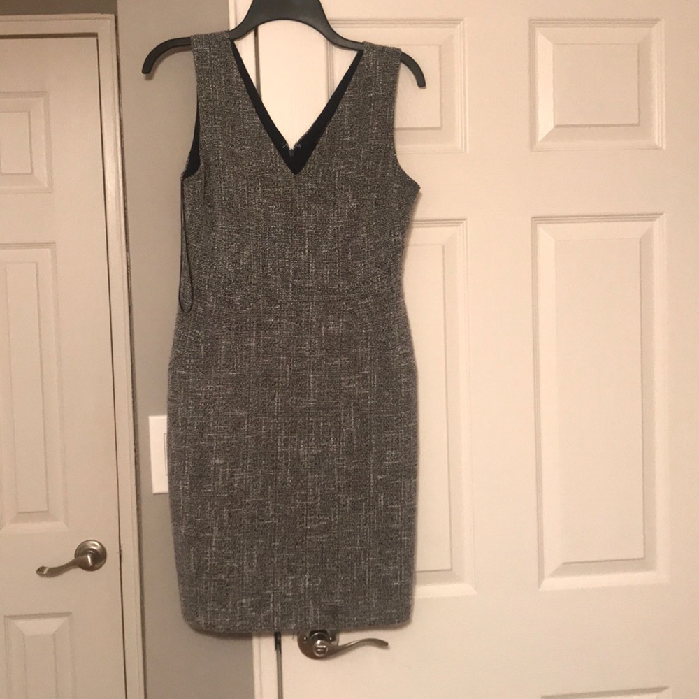 Knit dress (grey, white and navy)